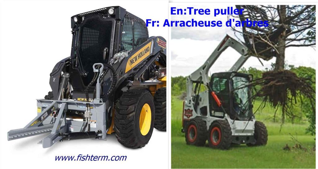 Arracheuse d'arbres pour construction d'étang