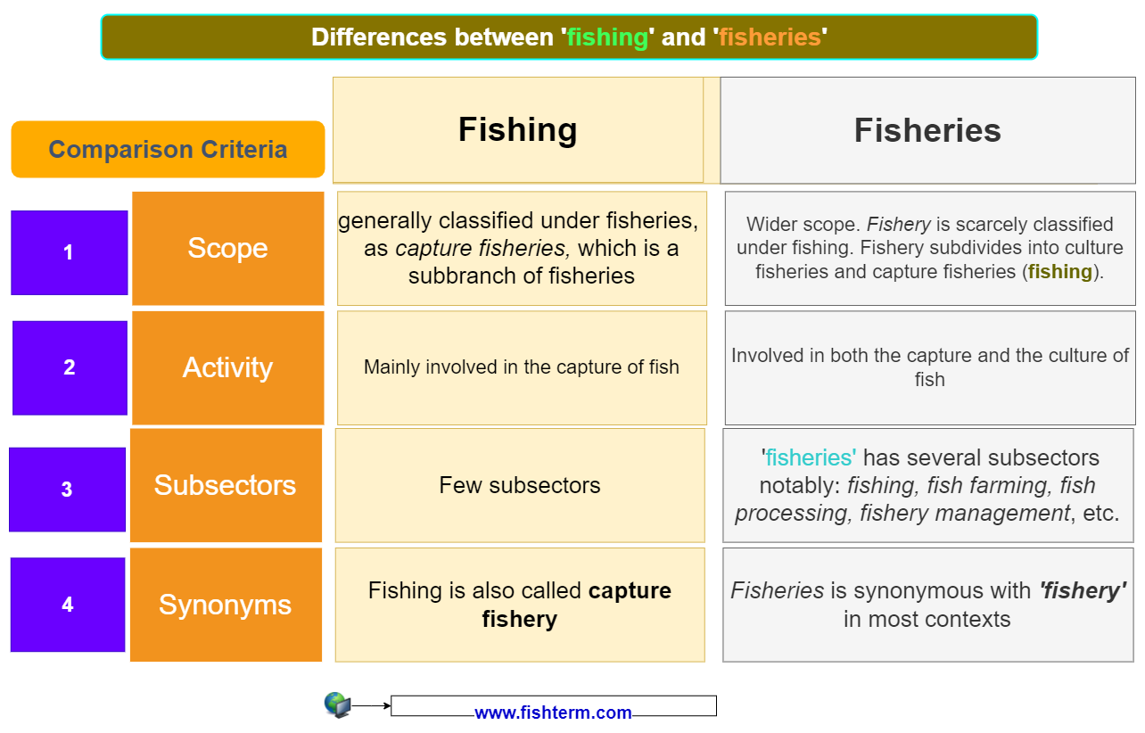 Difference between fisheries and fishing