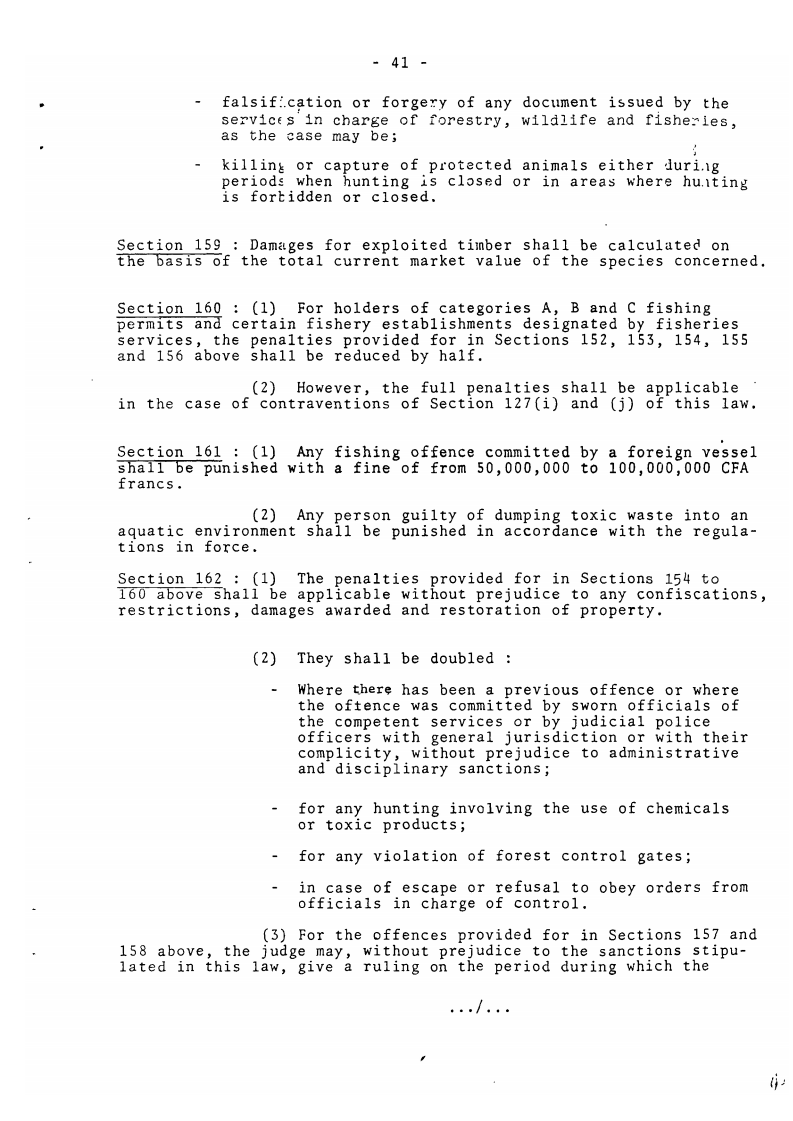 Law_No._94-01_on_Forestry_Wildlife_and_Fisheries_Page41 - aticles 159, 160, 161 & 162 